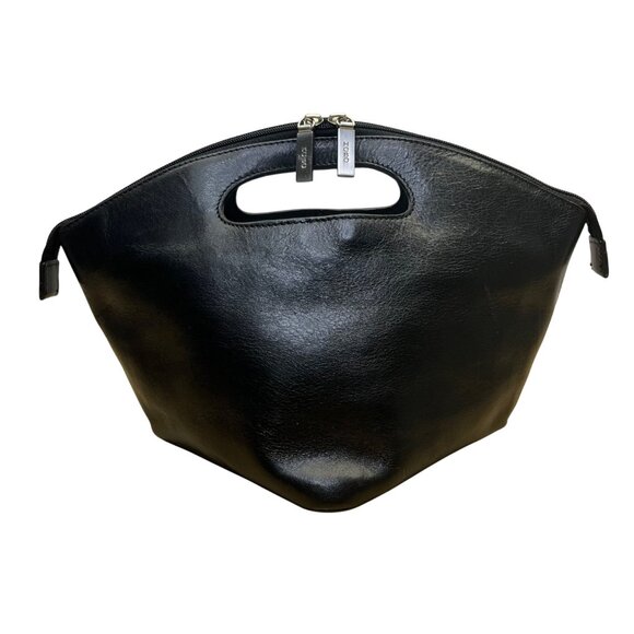 Hobo International Womens Black Leather With Handle Cutout & Zip Closure Handbag - Picture 1 of 9